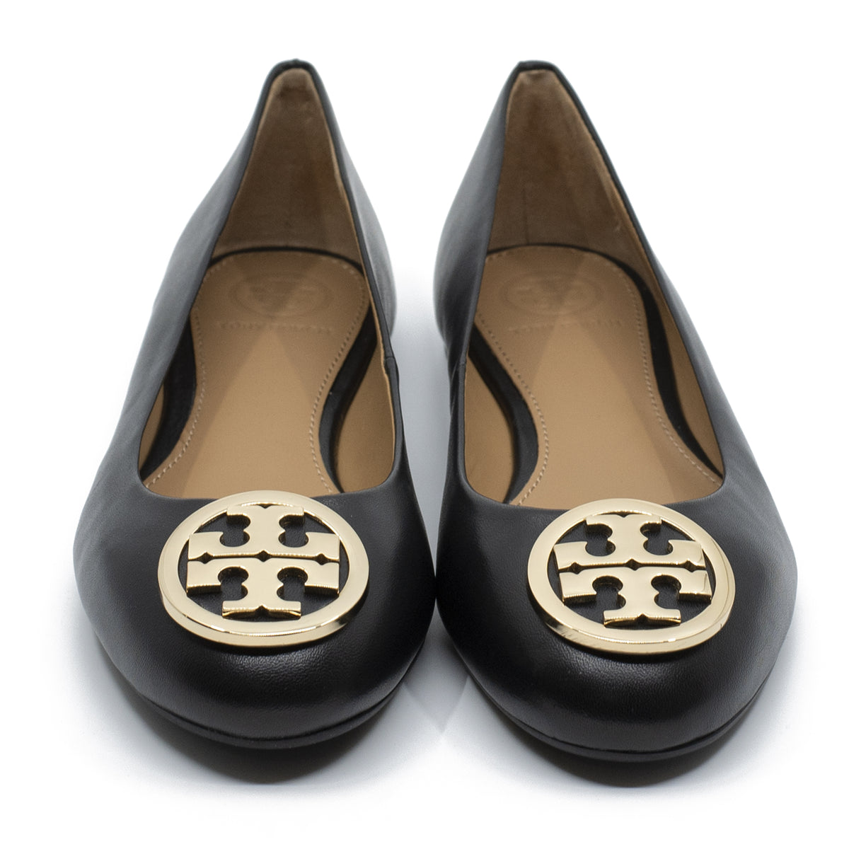 TORY BURCH BENTON2 BALLET FLAT IN PERFECT BLACK AND GOLD || 64090