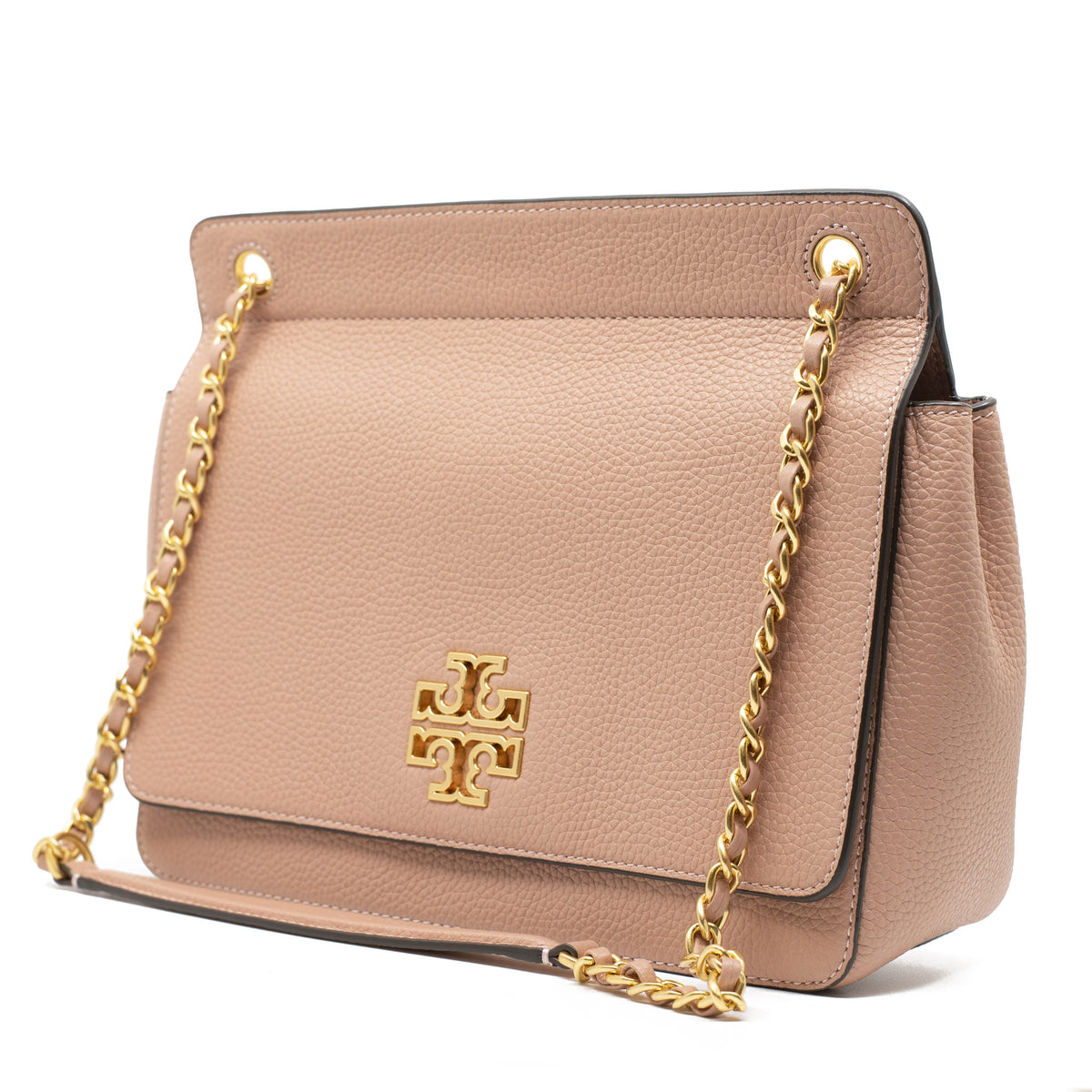 TORY BURCH BRITTEN FLAP SHOULDER BAG IN BARK || 67295-689 BY TORY