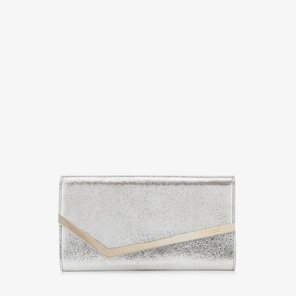 EMMIE Champagne Glitter Leather Clutch Bag