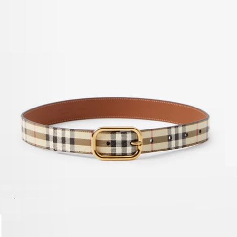 Grainy leather house check belt on sale