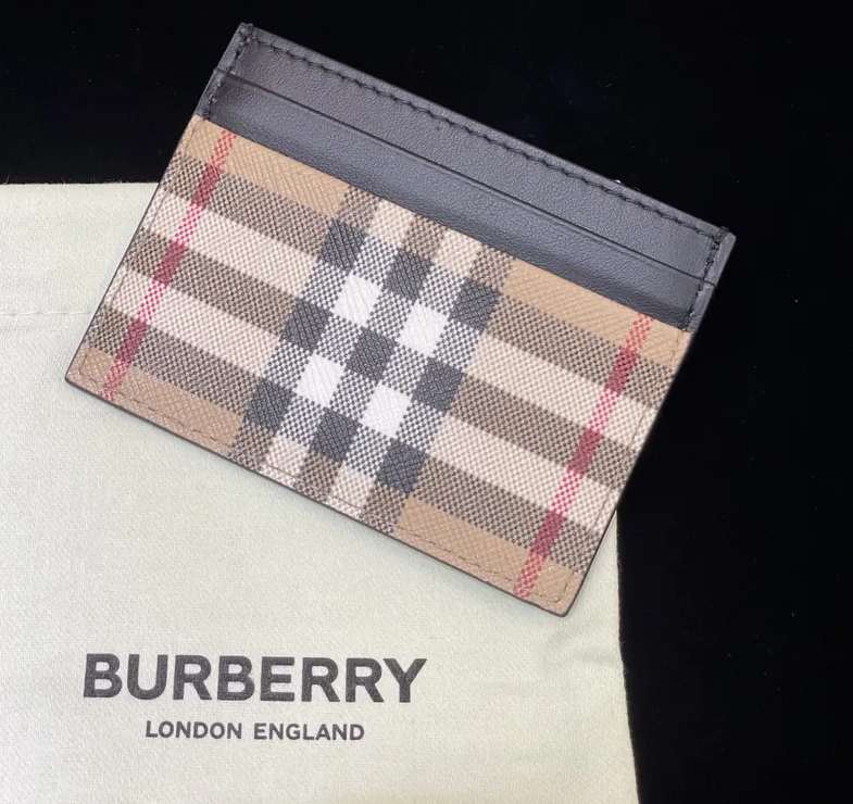 BURBERRY VINTAGE CHECK AND LEATHER CARD CASE