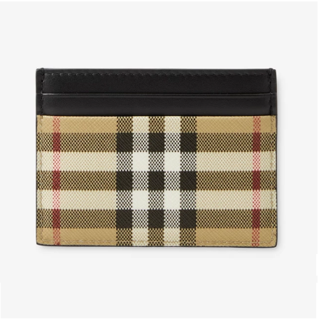 BURBERRY VINTAGE CHECK AND LEATHER CARD CASE