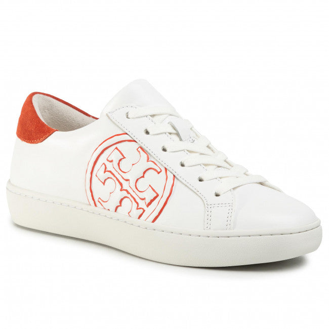T- Logo Sneaker in Snow White & Canyon Orange