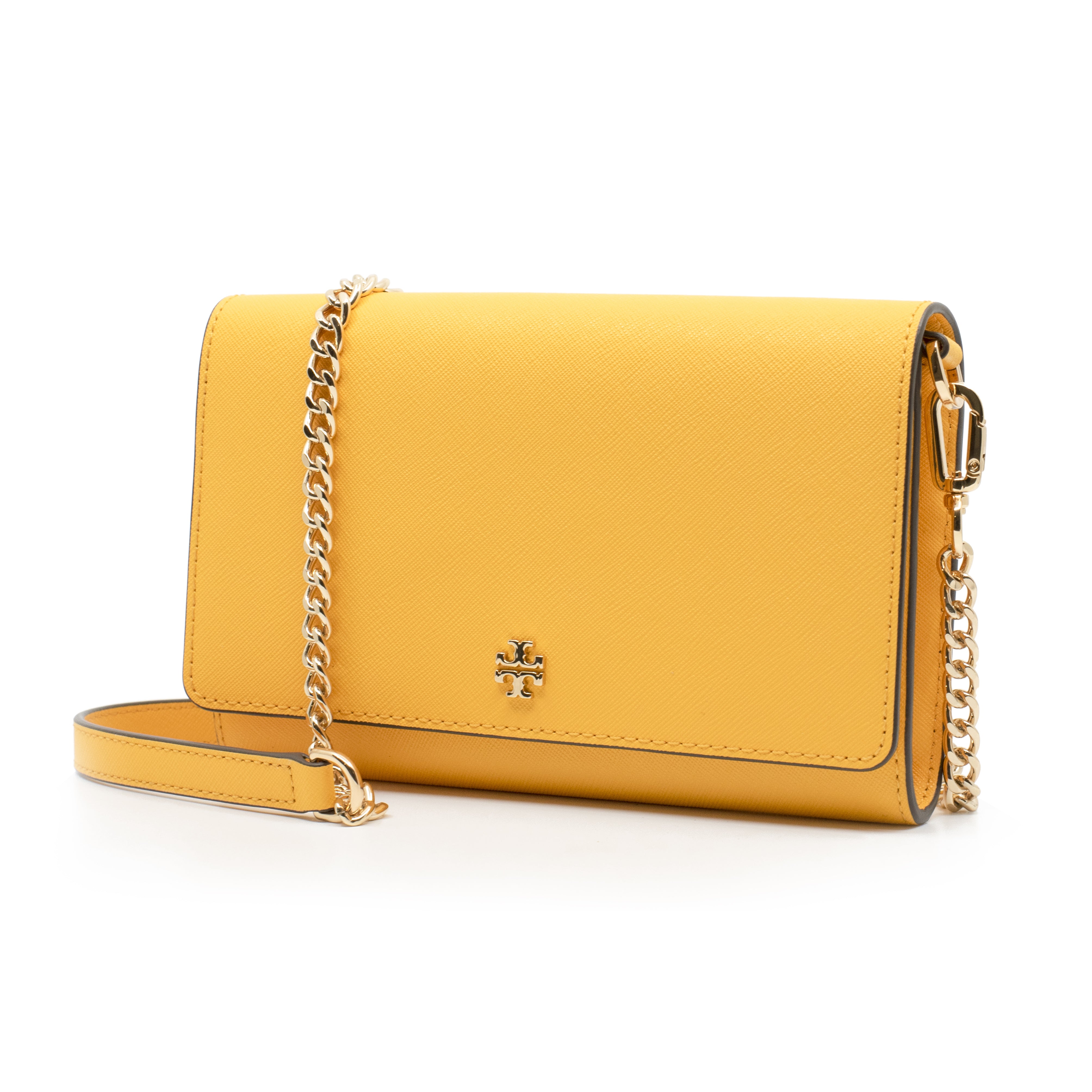 TORY BURCH EMERSON CHAIN WALLET IN SOLAR YELLOW || 73383-711 BY