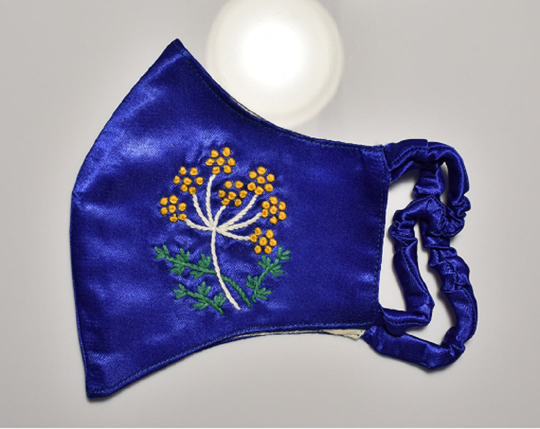 REUSABLE FACE MASK - BERRIES IN ROYAL BLUE