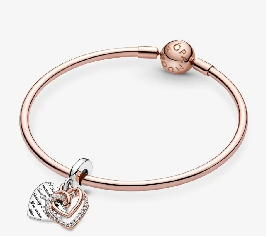 Entwined Hearts Double Dangle Charm