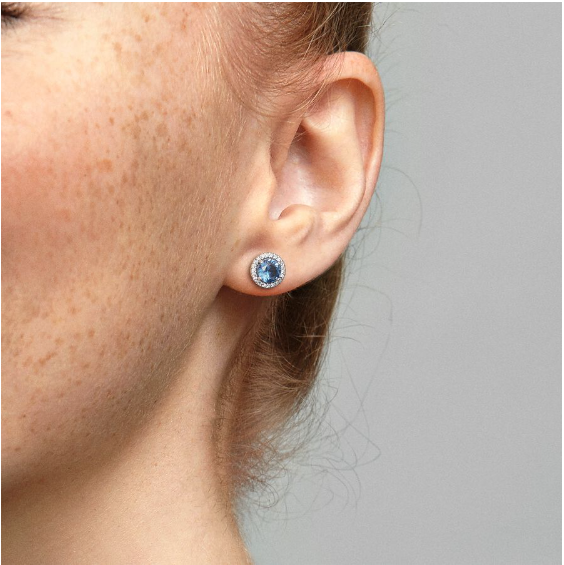 Blue Round Sparkle Stud Earrings