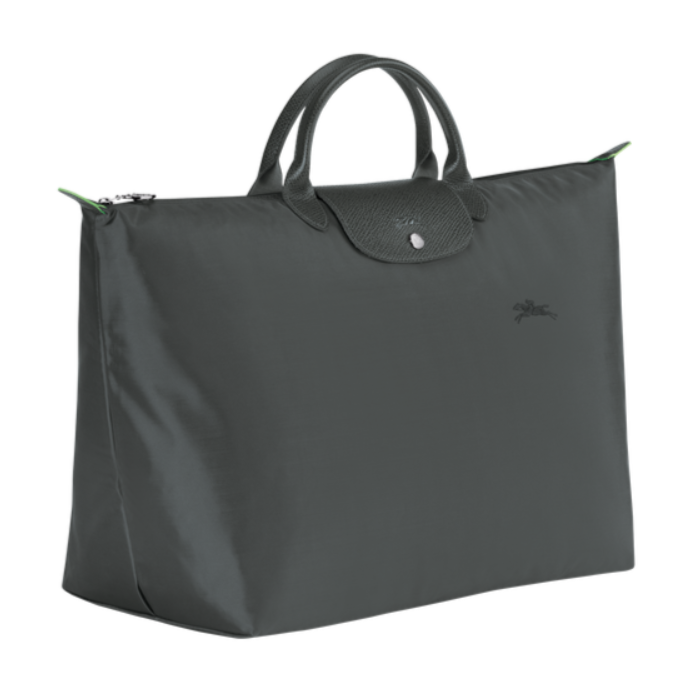 LONGCHAMP Grey Tote Bag With Embossed Logo And Leather Trim In Canvas