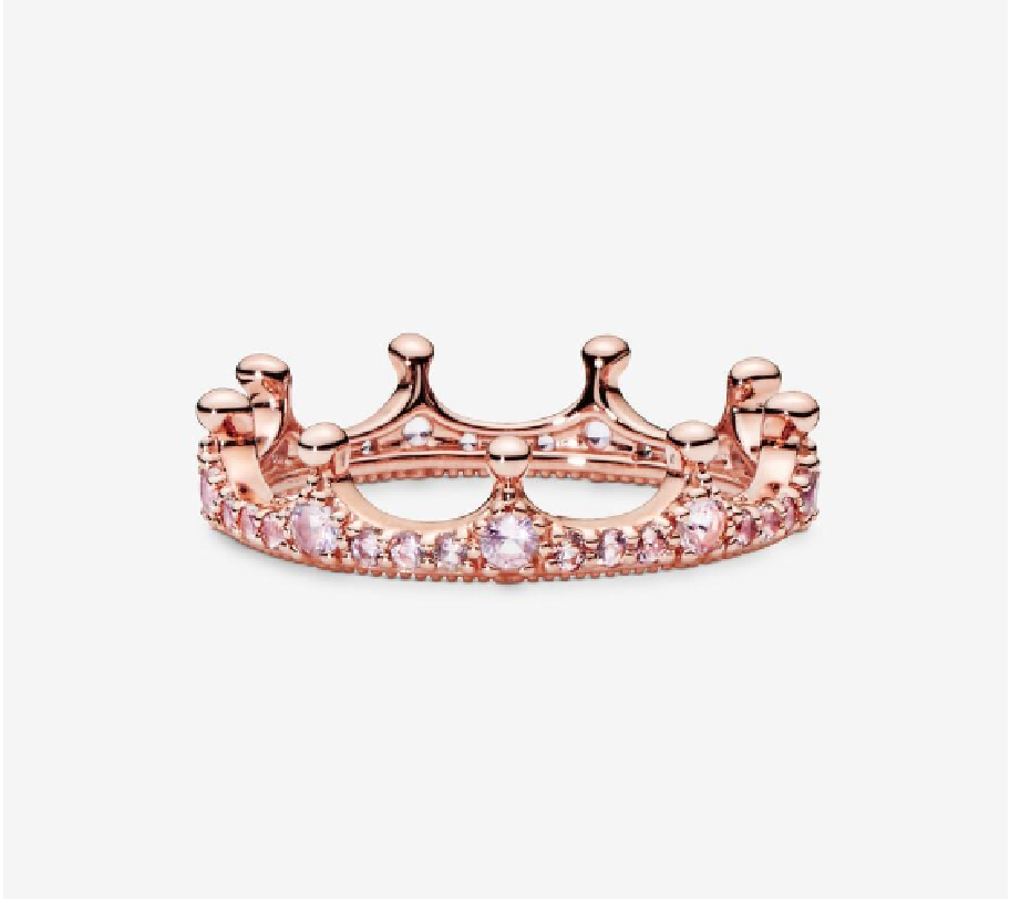 Pink Sparkling Crown Ring - 52