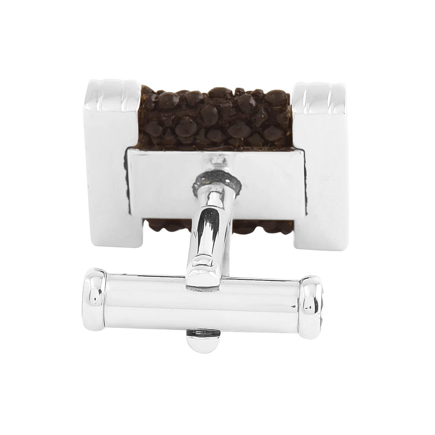 MONTBLANC CUFFLINKS SILVER COLLECTION BLACK RACE - Galleria di Lux Canada
