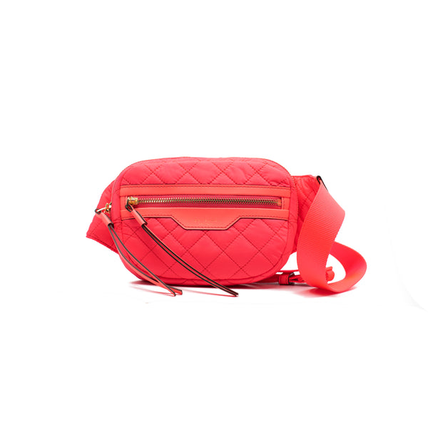 Quilted Belt Bag in Luminous Pink